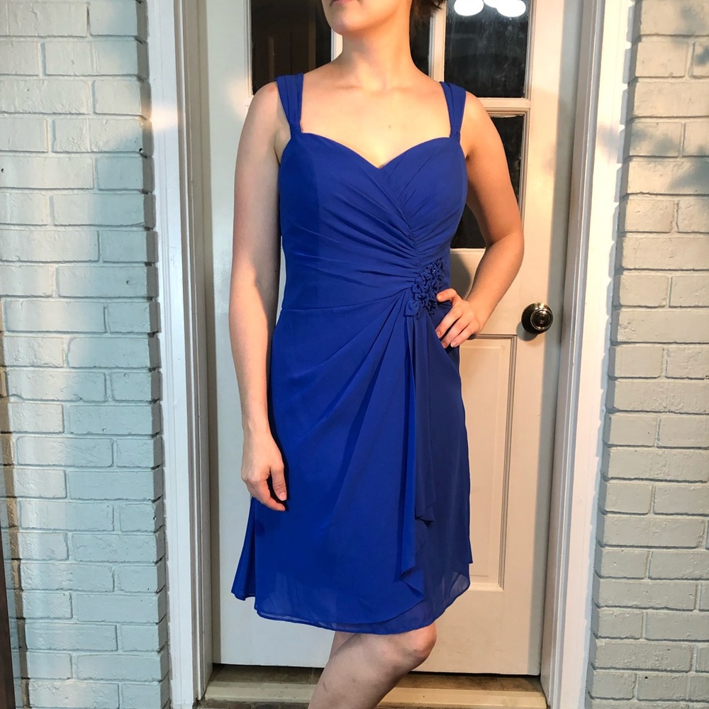 Bright Blue David’s Bridal Cocktail Dress